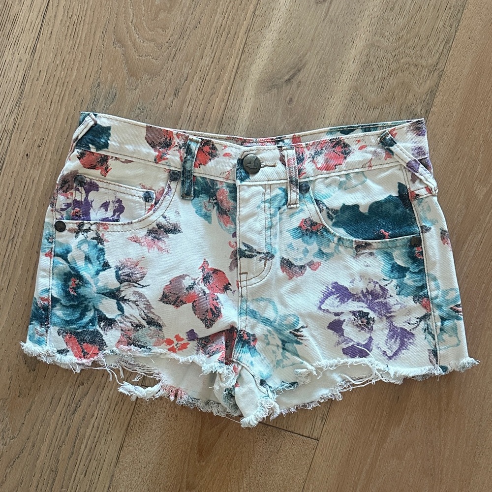 Free People Floral Jean Shorts - Multicolor